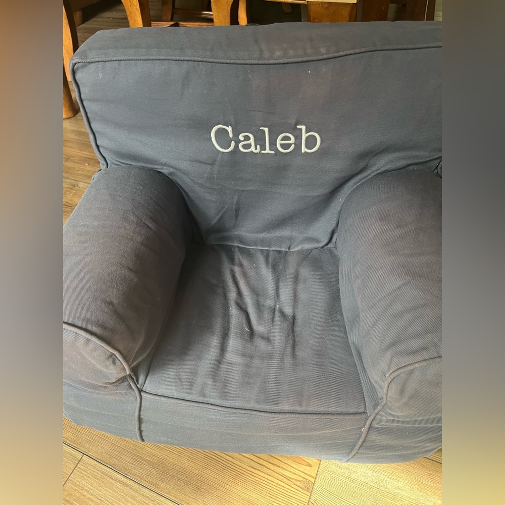 Pottery Barn, My First Anywhere Chair (slipcover only) monogrammed with Caleb